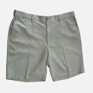 Men's 42 Khaki Tan Golf Outdoor Quick-Dry Flat Front Chino Athletic Long Shorts